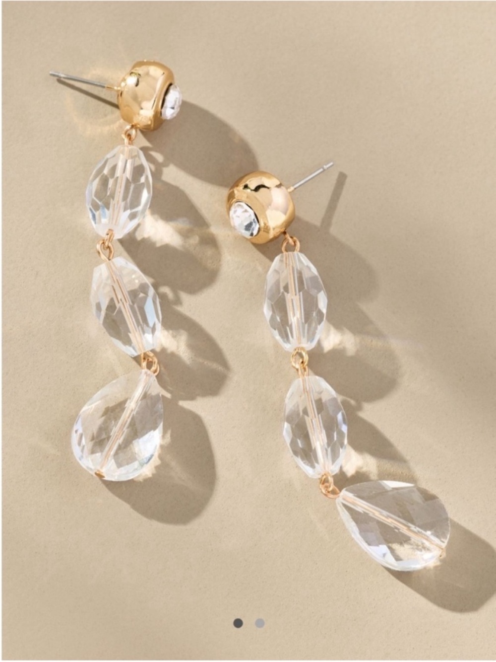 New! Anthropologie Gold Crystal Drop Earrings NWT (4005)